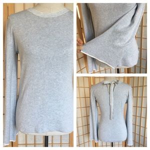 Olivia Warren Knit Bell Sleeve Heather Grey Top S